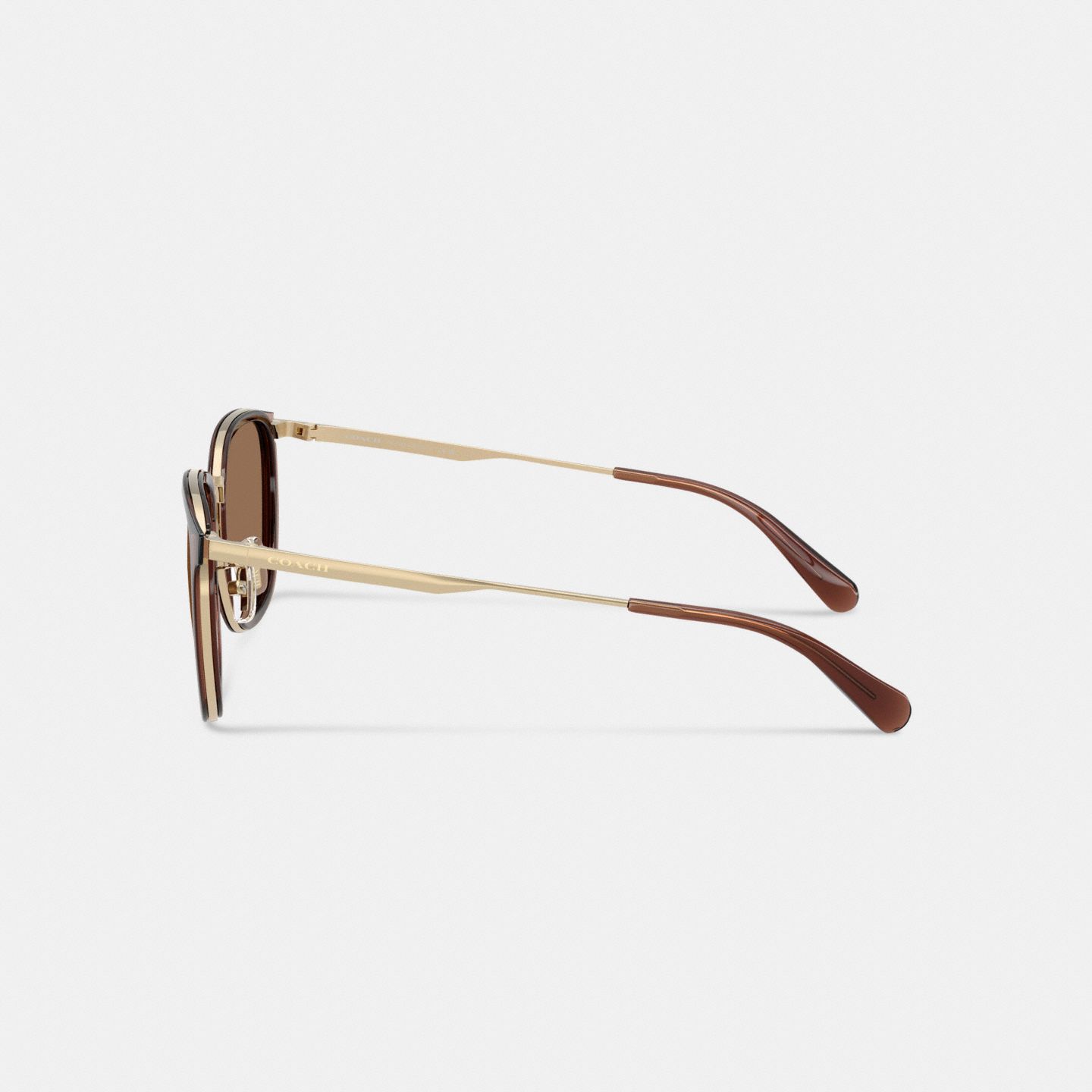 Мужские солнцезащитные очки Coach Metal Square Sunglasses, цвет: Атласный золотой / Коричневый — фото 3
