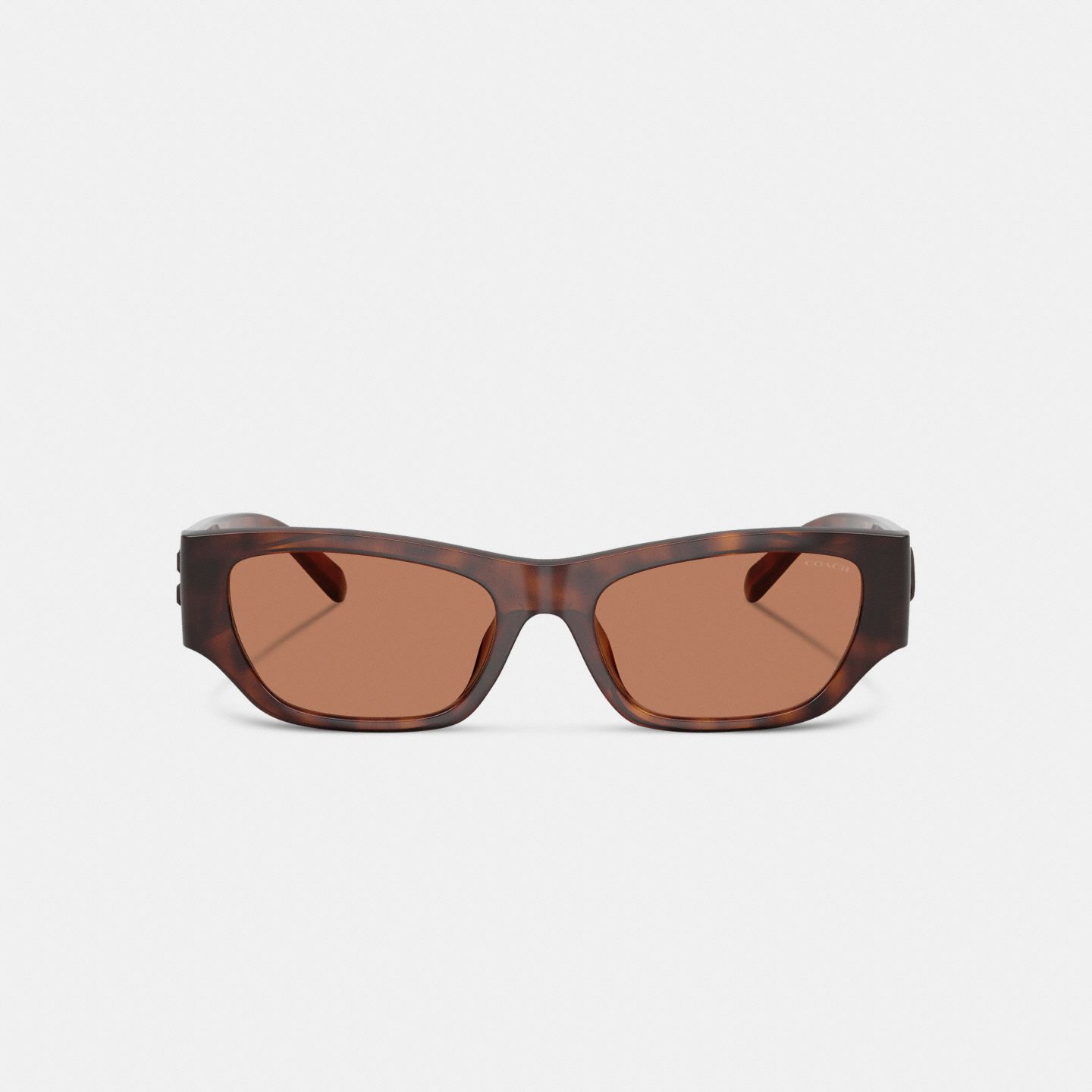 Женские солнцезащитные очки Coach Beveled C Narrow Cat Eye Sunglasses, цвет: Тёмный черепаховый — фото 2