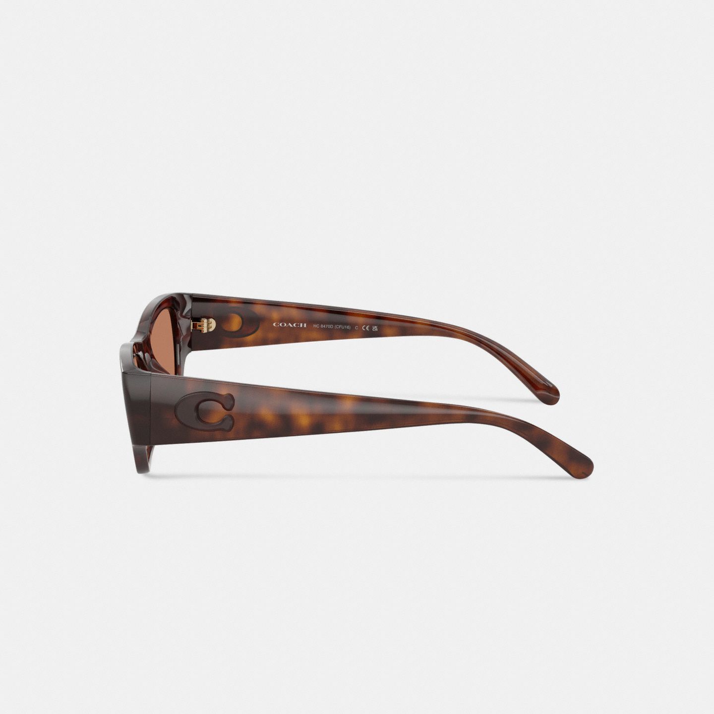 Женские солнцезащитные очки Coach Beveled C Narrow Cat Eye Sunglasses, цвет: Тёмный черепаховый — фото 3