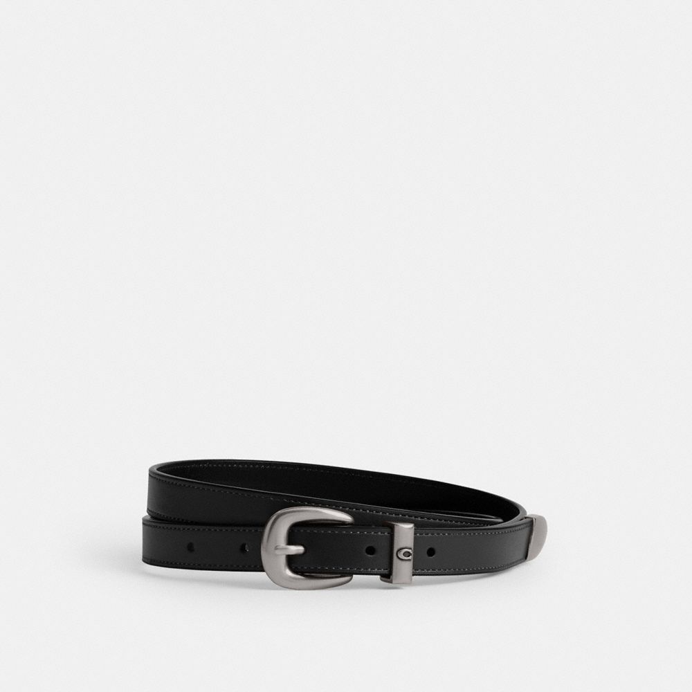 COACH®,C Harness Buckle Belt, 18MM,Leather,Harness,Metal,Logo,Adjustable,Gold Metal,Casual,,Front View