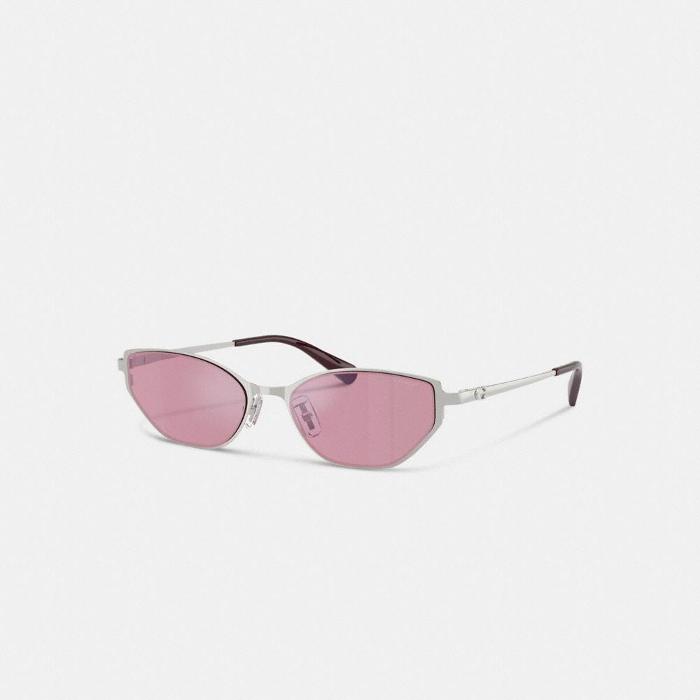 COACH®,C Hardware Cat Eye Sunglasses,Cat Eye,Metal Material,Logo,Adjustable Nose Pads,Rose Gold Metal,Casual,,Front View