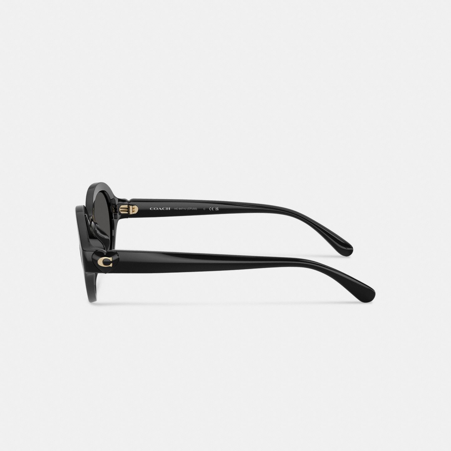Женские солнцезащитные очки Coach C Heart Round Sunglasses, цвет: Чёрный — фото 3