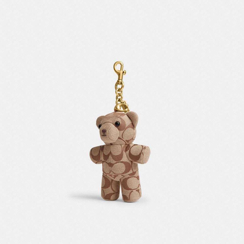 COACH&reg;,Bear Bag Charm In Signature Jacquard,,Front View