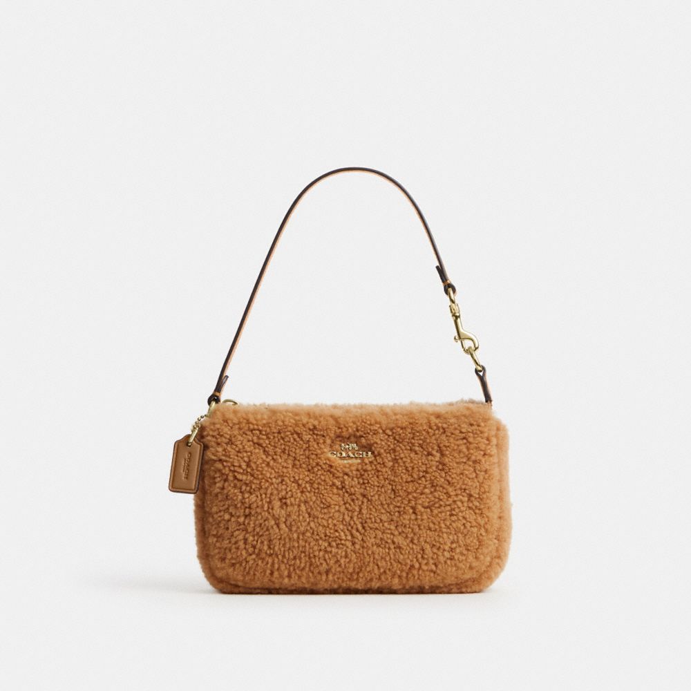 COACH®,Nolita 19 En Shearling,shearling,Mini,Or/Naturel,Front View