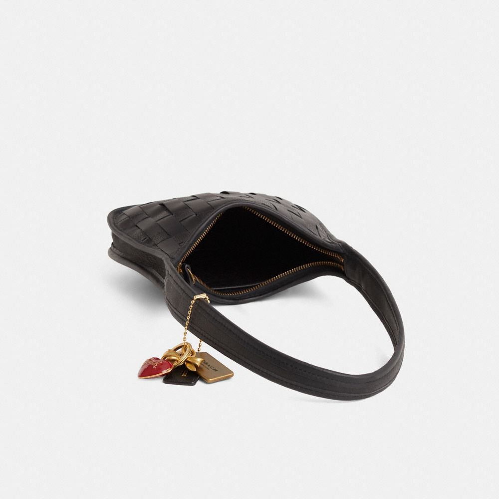 COACH®,Upcrafted Vintage Ergo Mini Zip Bag,Black,Inside View,Top View