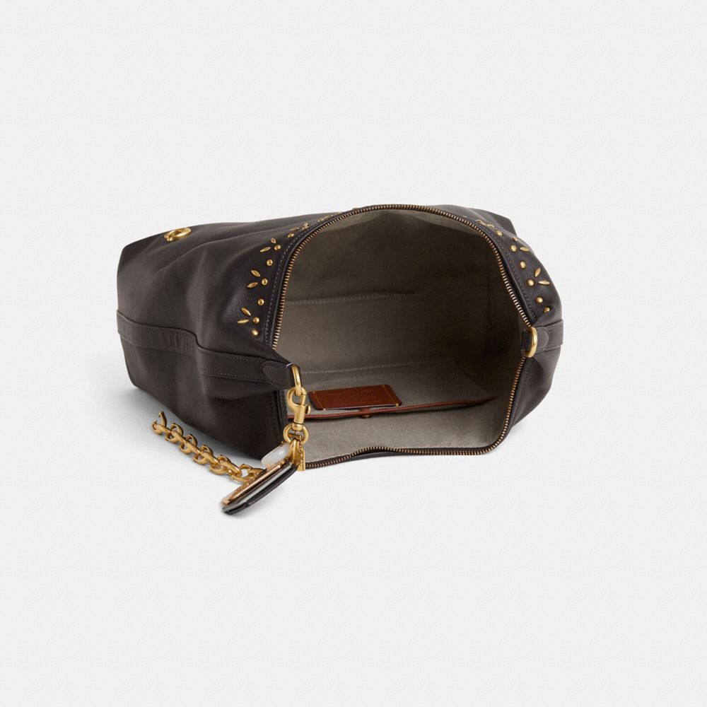 COACH®,Upcrafted Juliet Shoulder Bag 38,Black,Inside View,Top View