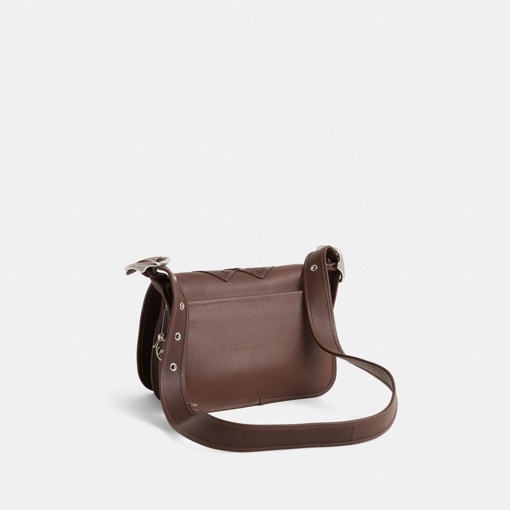 COACH®,Upcrafted Patricia Legacy Bag,Brown,Angle View