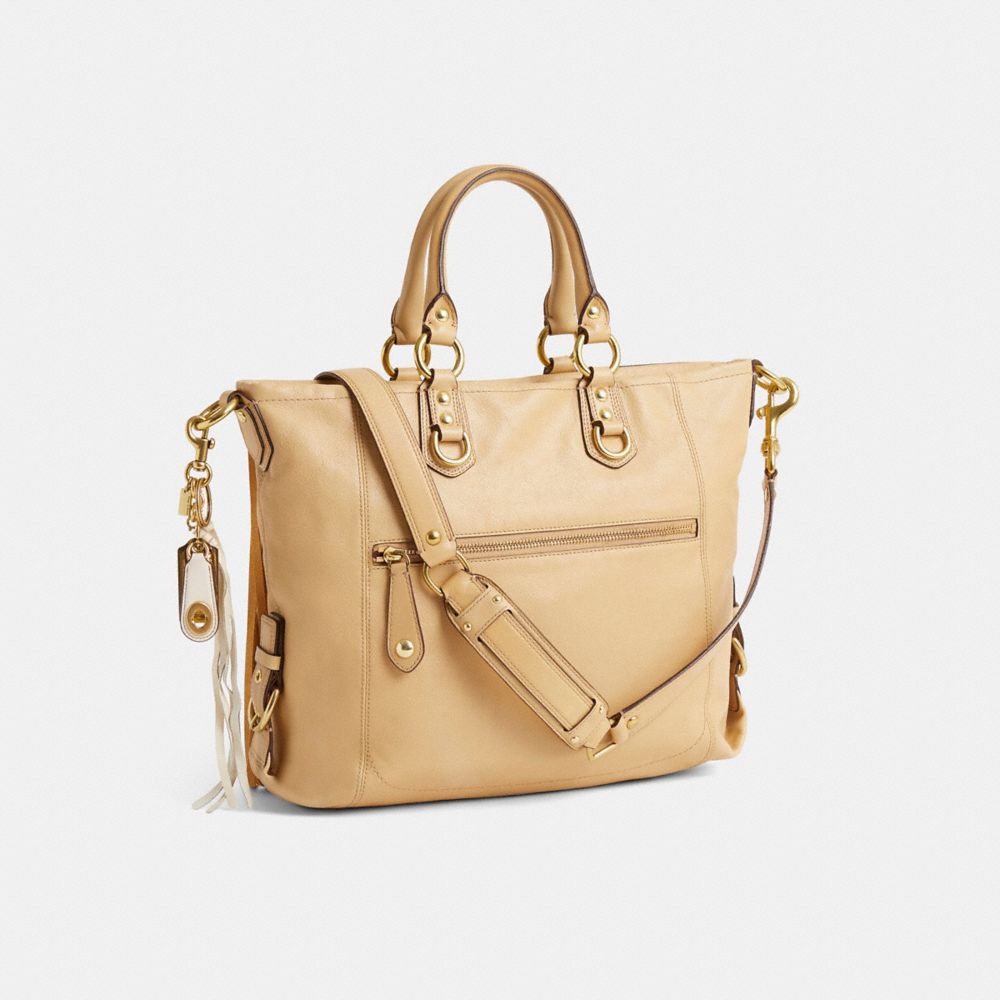COACH®,Upcrafted Madison Leather Julianne Tote,Cream,Angle View