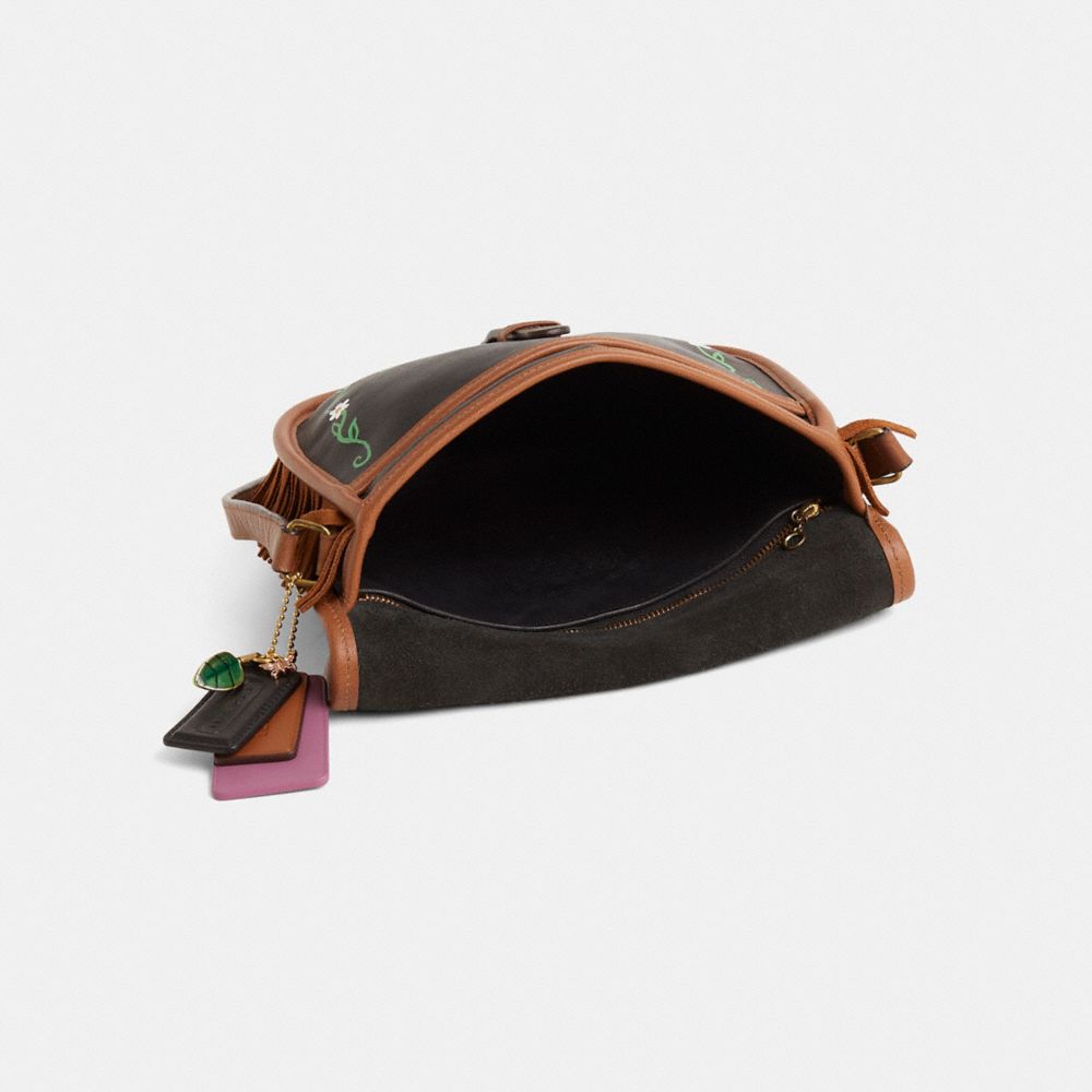 COACH®,Upcrafted Vintage Riding Bag Spectator,Black,Inside View,Top View