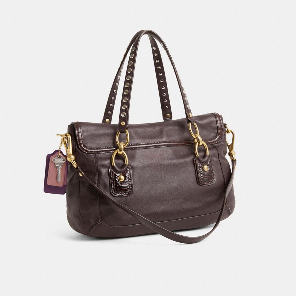 COACH®,Upcrafted Kristin Spectator Leather Flap Satchel,Multi Color,Angle View