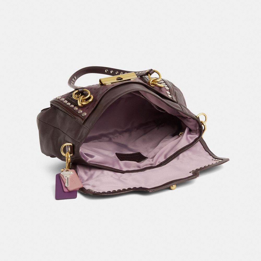 COACH®,Upcrafted Kristin Spectator Leather Flap Satchel,Multi Color,Inside View,Top View
