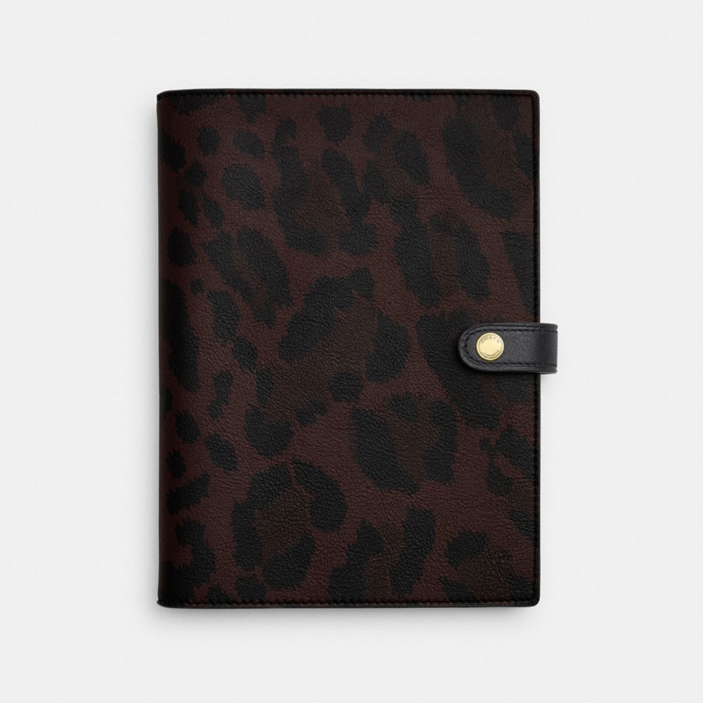 COACH®,Notebook With Leopard Print,,Front View