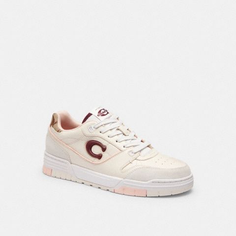 Женские кроссовки Coach Soho Sneaker With Signature Jacquard, цвет: Меловой / Тёмный вишнёвый