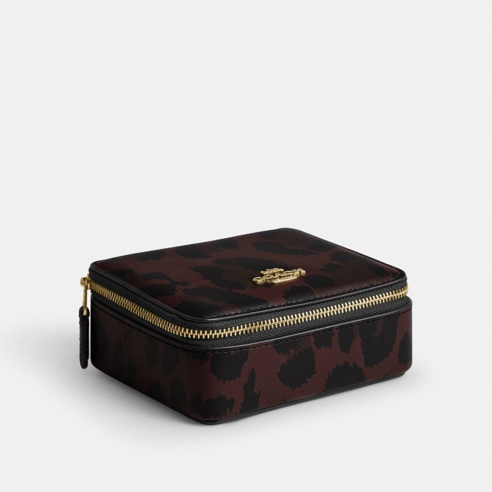 COACH®,Large Jewelry Box With Leopard Print,,Front View