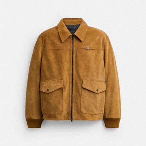 Мужская куртка Coach Suede Bomber, цвет: Коричневый