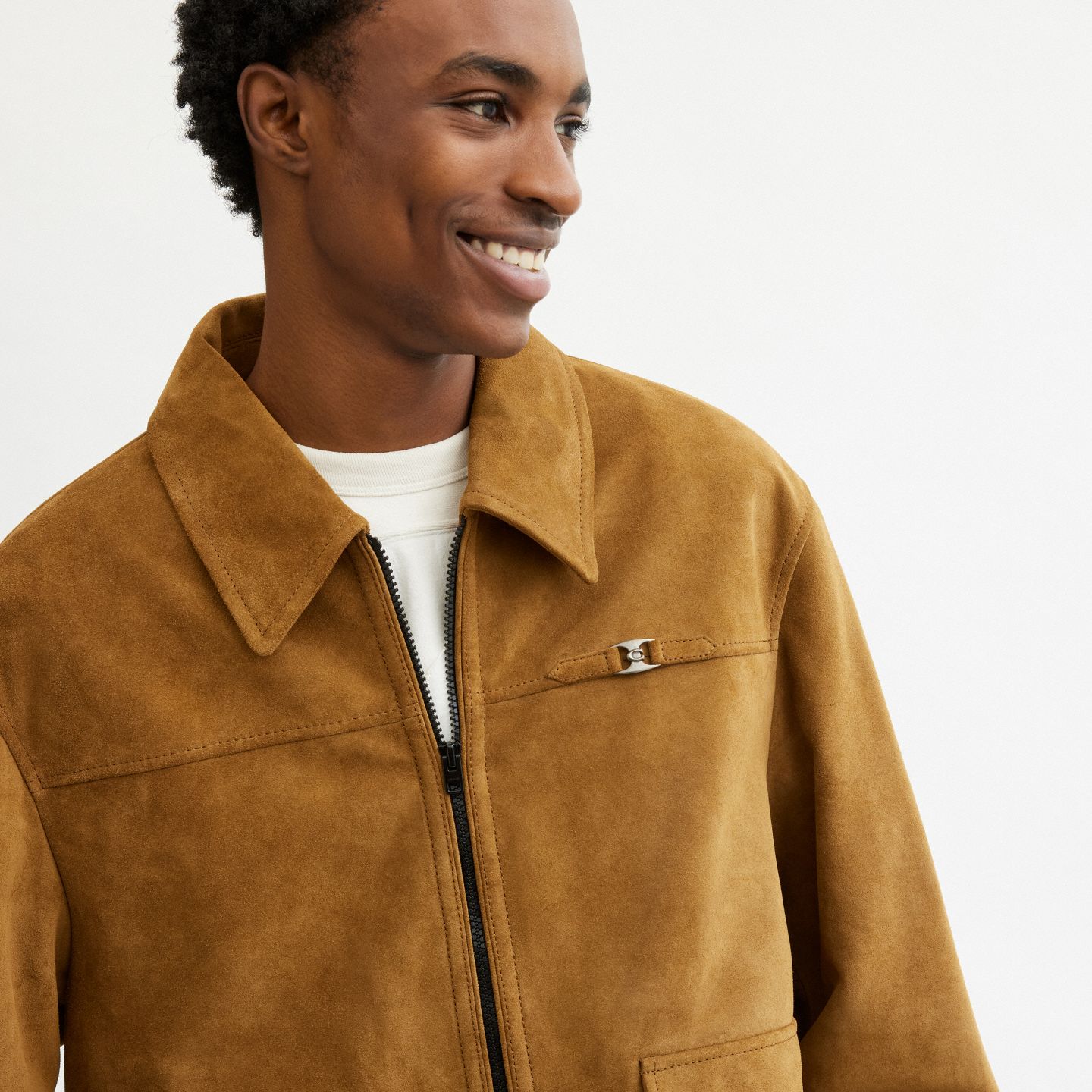Мужская куртка Coach Suede Bomber, цвет: Коричневый — фото 5