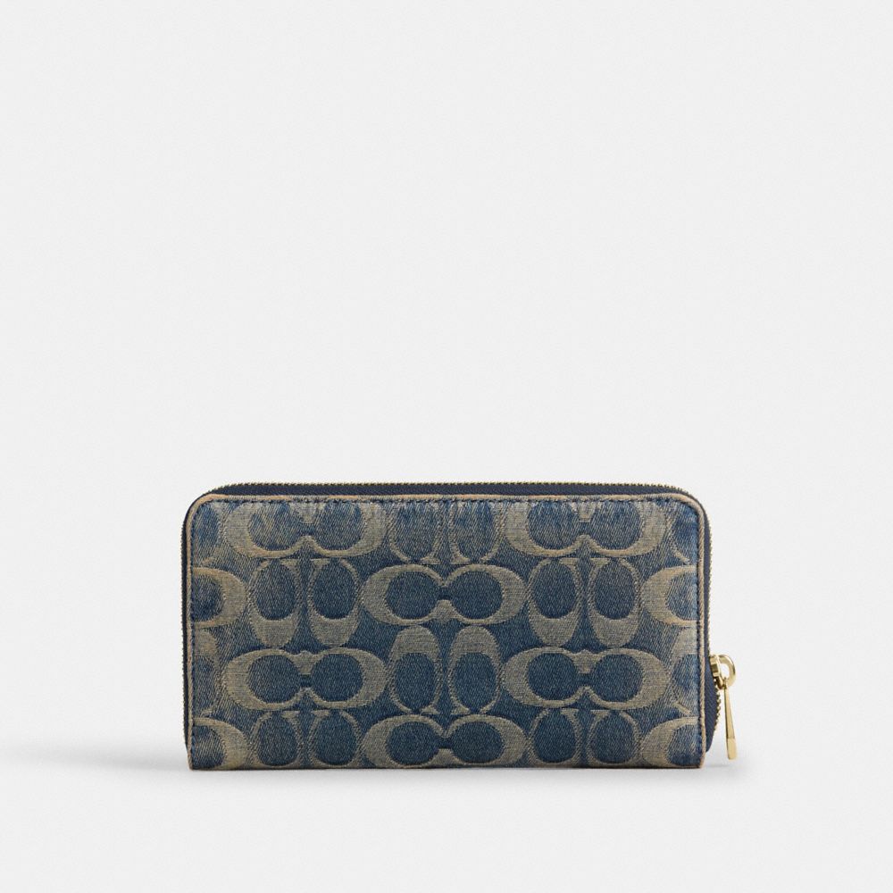 COACH コーチ 長財布 デニムシグネチャー ストラップ付 ラウンドファスナー 公式】COACH – コーチ | ロング ジップ アラウンド ウォレット