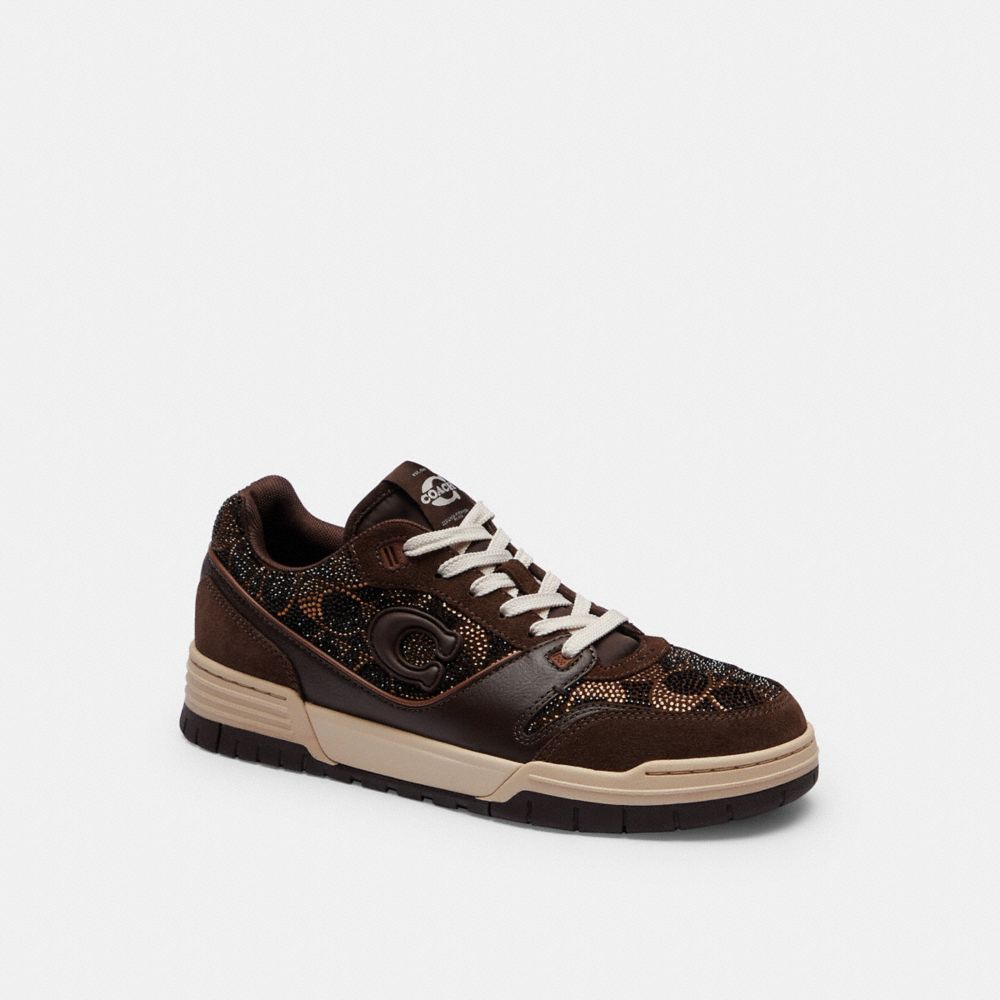 COACH®,Soho Sneaker With Crystal Signature ,Brown,Front View