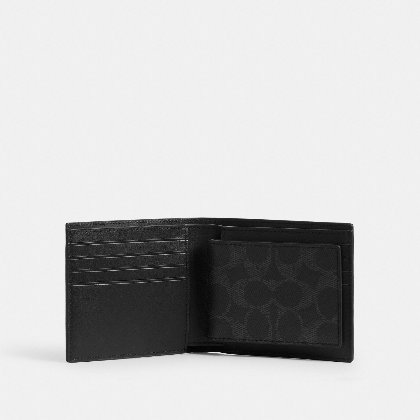 Мужской кошелёк Coach 3-In-1 Wallet With Stickers In Signature UpcraftedLeather, цвет: Чёрный — фото 2
