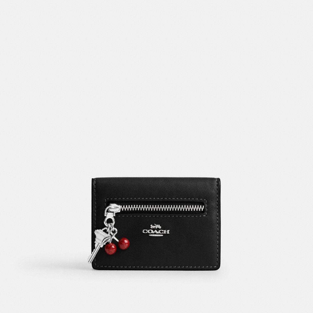 COACH®, カード ケース・チャーム, カードケース&パスケース,ｼﾙﾊﾞｰ/ﾌﾞﾗｯｸ,Front View