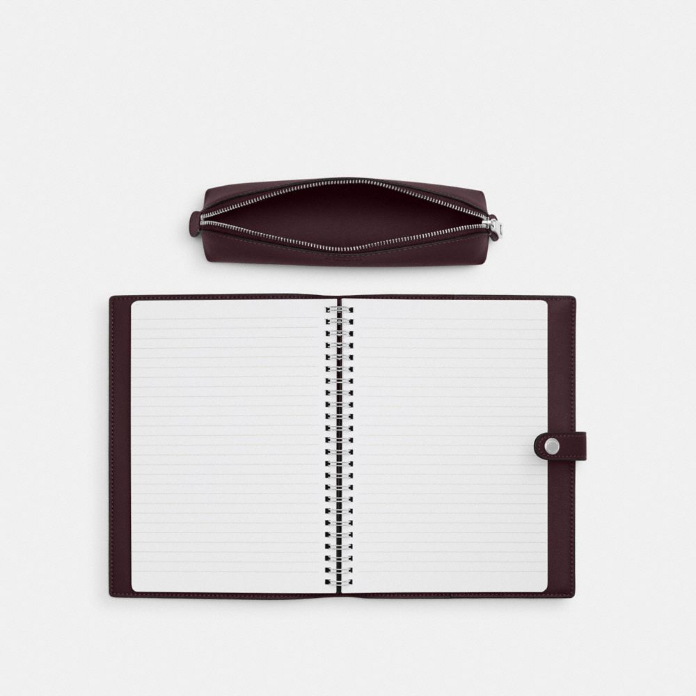 COACH®,Boxed Notebook And Pencil Case Set In Signature Canvas,,Front View