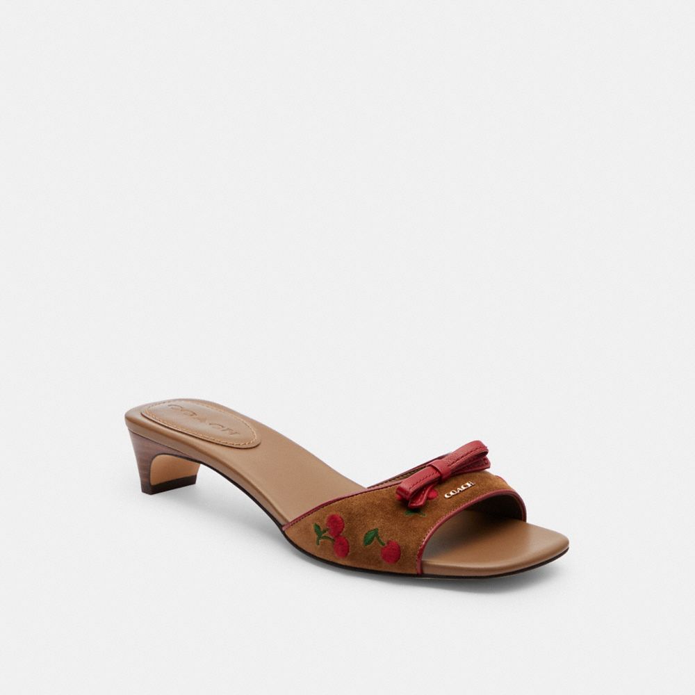 COACH®,Bow Slingback Heel With Cherry Embroidery,,Front View