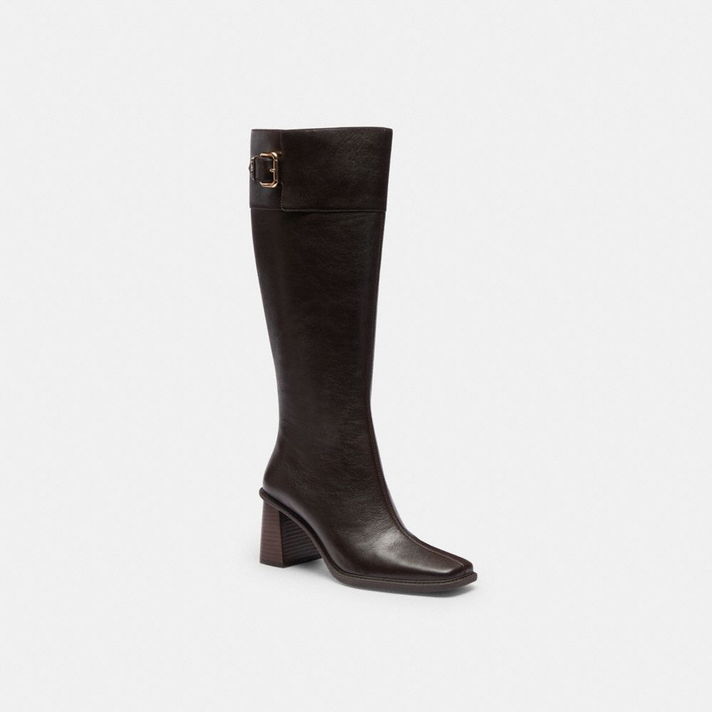 COACH®,Heeled Buckle Boot,,Front View