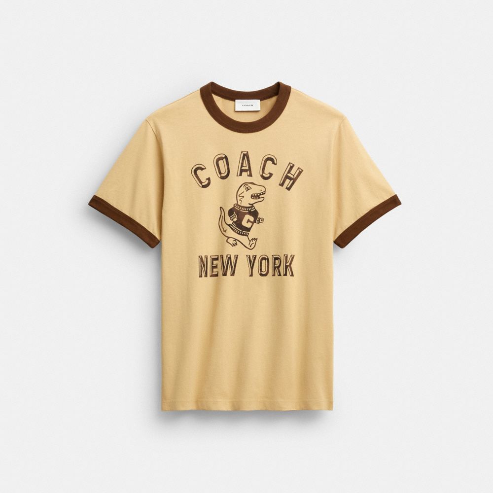 COACH®, レキシー マスコット クラシック リンガー Tシャツ・オーガニック コットン, トップス＆Tシャツ,ﾍﾞｰｼﾞｭ,Front View