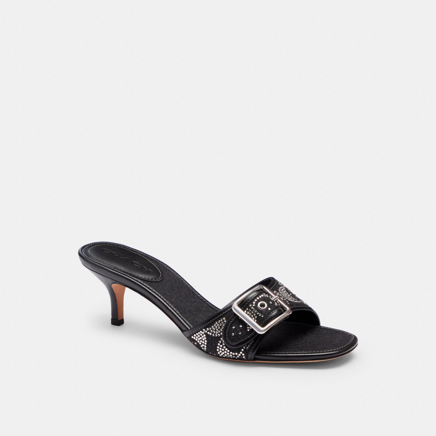 Женские сандалии Coach Margot Sandal With Crystal Signature, цвет: Чёрный — фото 1