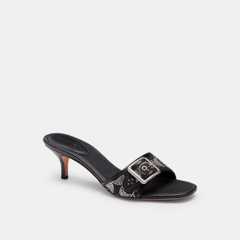 Женские сандалии Coach Margot With Crystal Signature, цвет: Чёрный