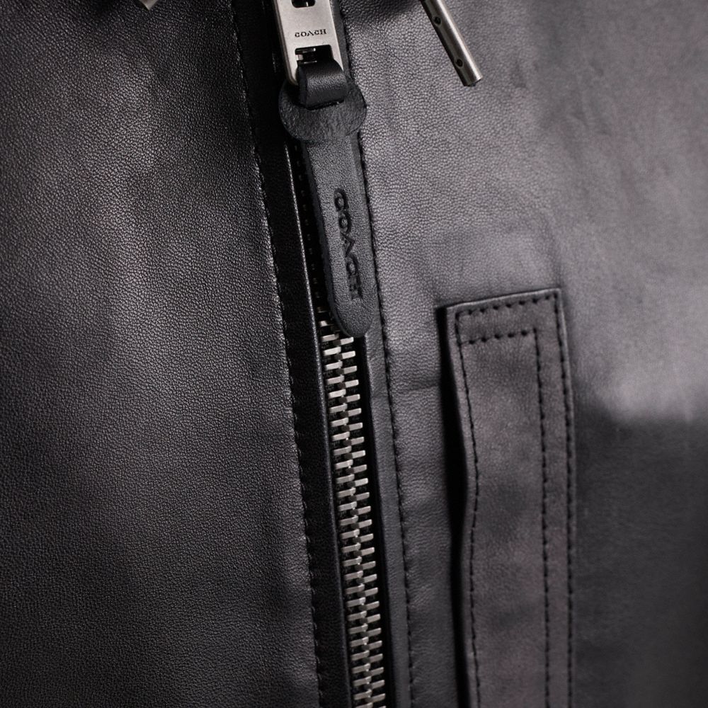 COACH®,Restored Leather Trainer,Polyester,Lambskin,Leather,Zipper,Eco-Friendly,Moisture Resistant,Windproof,Temperature Re...,Black,Scale View