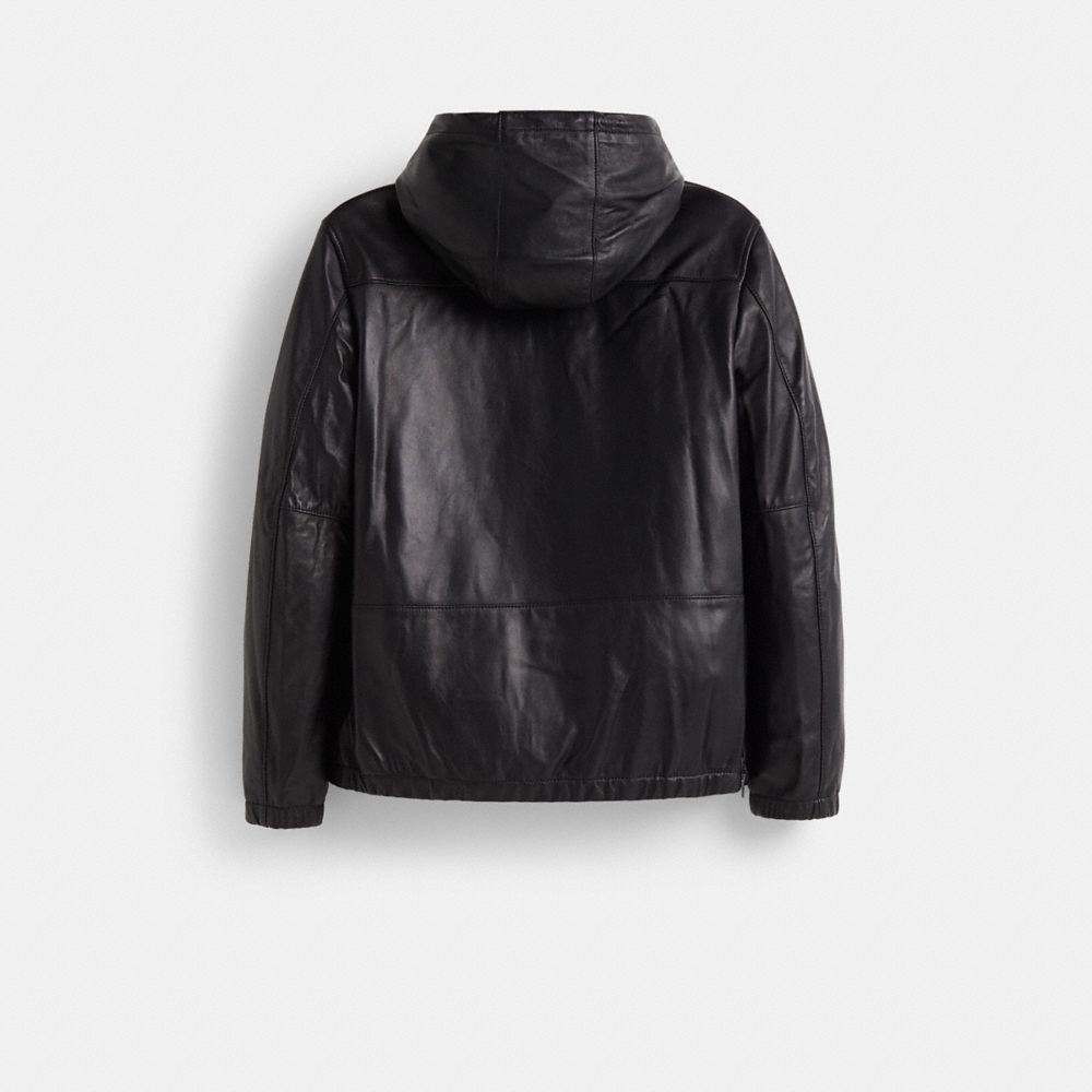 COACH®,Restored Leather Trainer,Polyester,Lambskin,Leather,Zipper,Eco-Friendly,Moisture Resistant,Windproof,Temperature Re...,Black,Back View