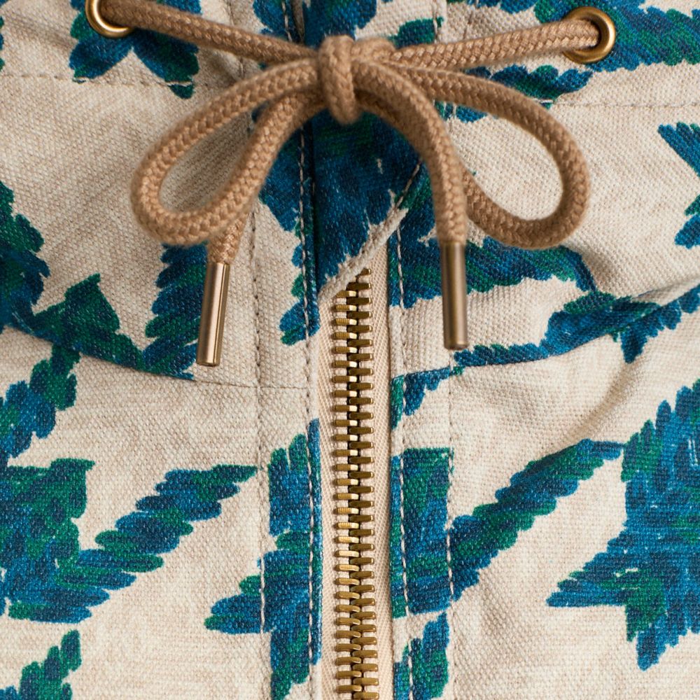 COACH®,Restored Houndstooth Hooded Jacket,Cotton,Polyester,Jacket,Zipper,Drawstring,Eco-Friendly,Ripstop,Casual,Multi Color,Scale View