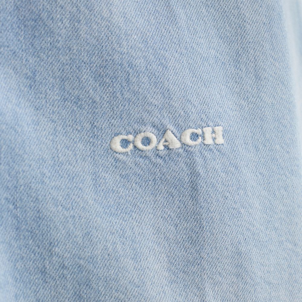 COACH®,Restored Denim Shirt,Denim,Cotton,Button Down,Logo,Button,Embroidered,Eco-Friendly,Casual,,Scale View