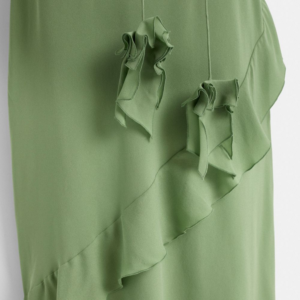COACH®,Restored V-Neck Bias Dress,Olive,Scale View