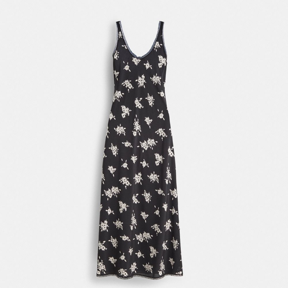 Restored Long Floral Ruffle Dress