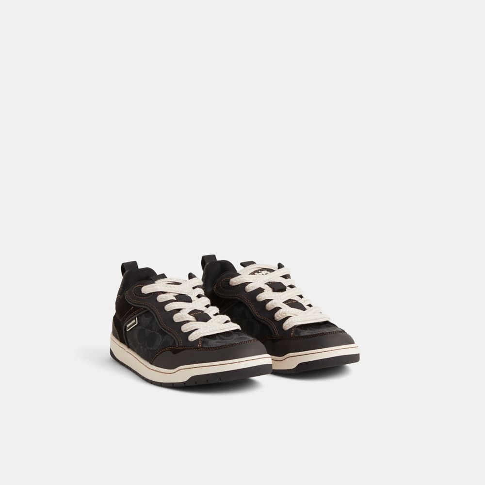 COACH®,Restored C203 Sneaker,Black,Angle View