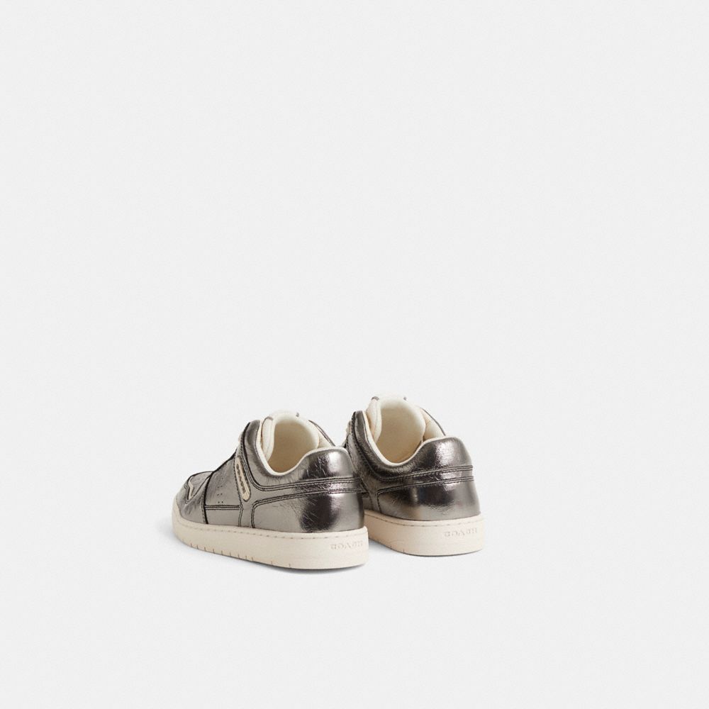 COACH®,Restored C201 Sneaker,Metallic,Silver,Back View