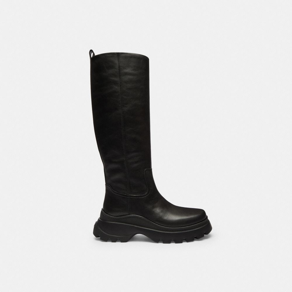 COACH®,Tall Sport Boot,EVA,Boots,Pull Tab,Casual,Black,Angle View