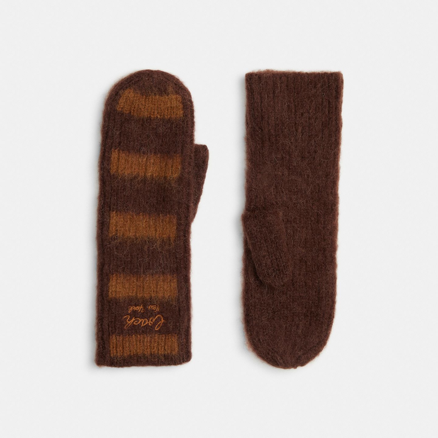 Перчатки Coach Knit Long Mittens, цвет: Кленовый / Верблюжий — фото 1