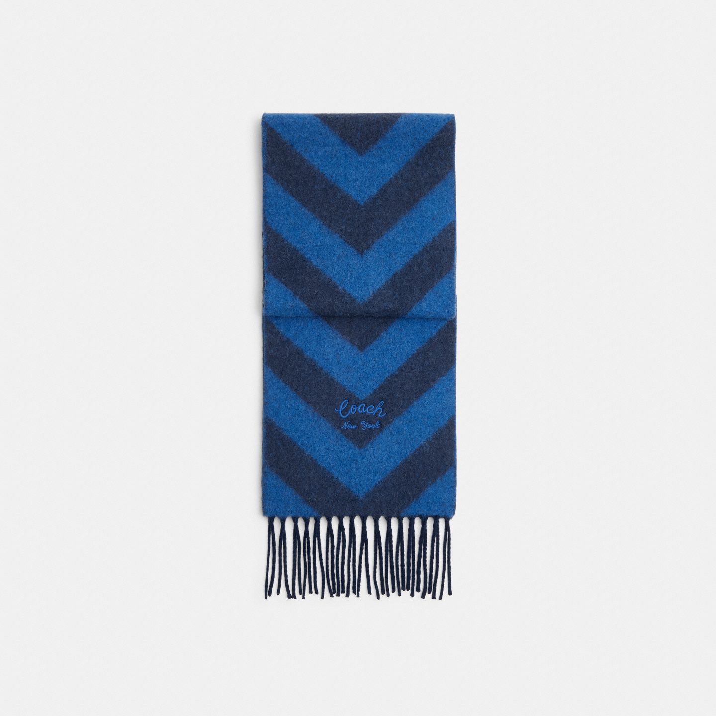 Женские аксессуары Coach Chevron Stripe Wide Muffler, цвет: Синий / Глубокий синий — фото 1