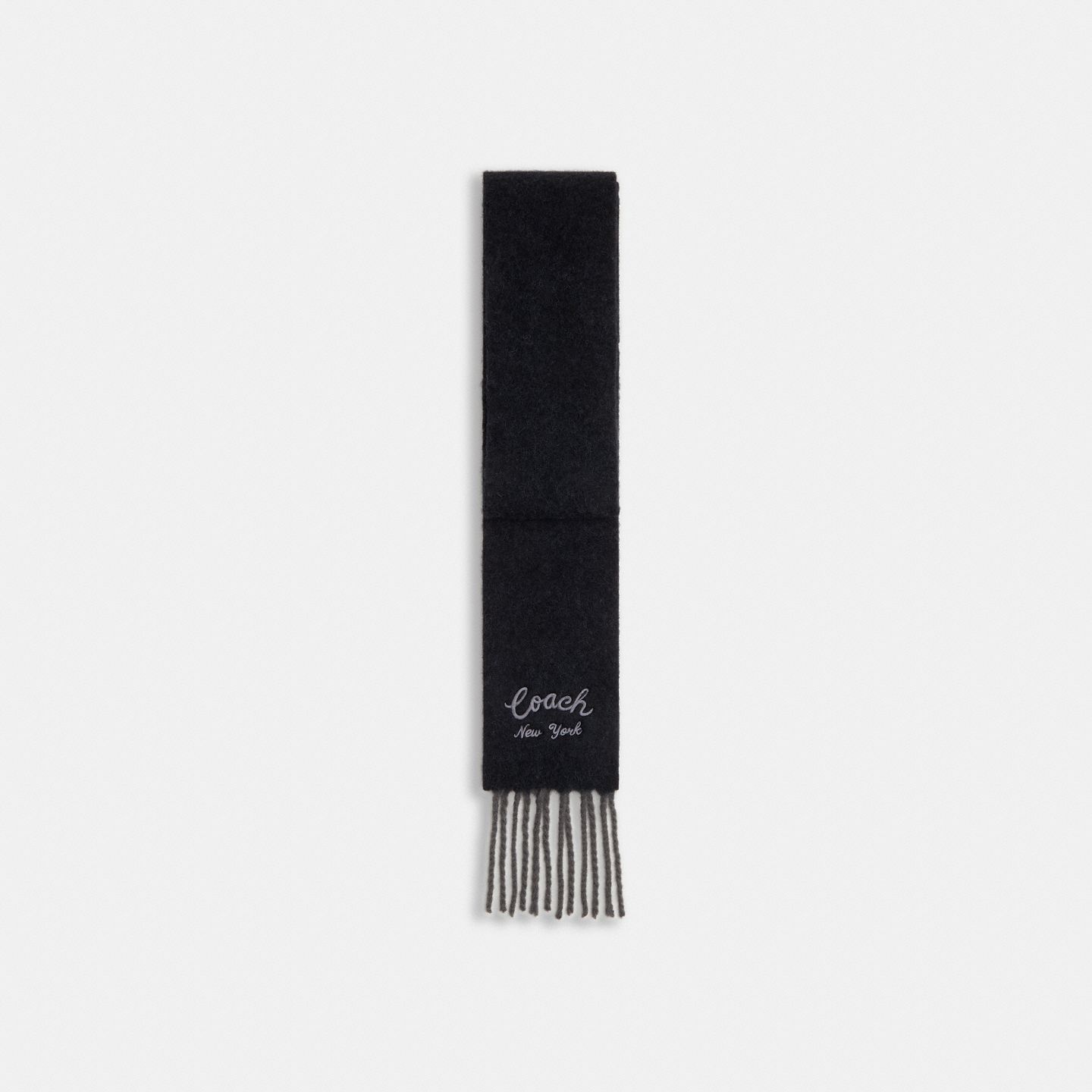 Мужские аксессуары Coach Script Skinny Muffler, цвет: Чёрный / Серый — фото 1