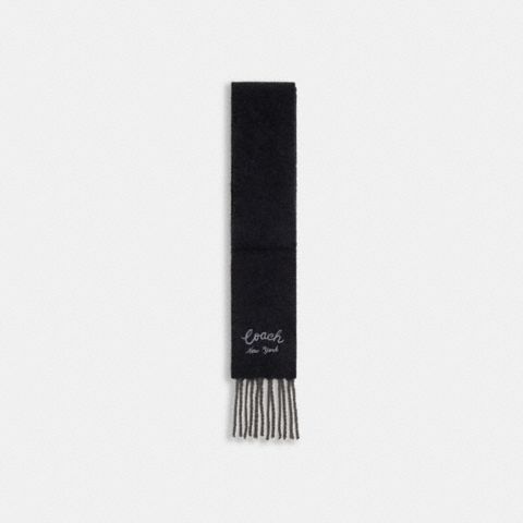 Мужские аксессуары Coach Script Skinny Muffler, цвет: Чёрный / Серый