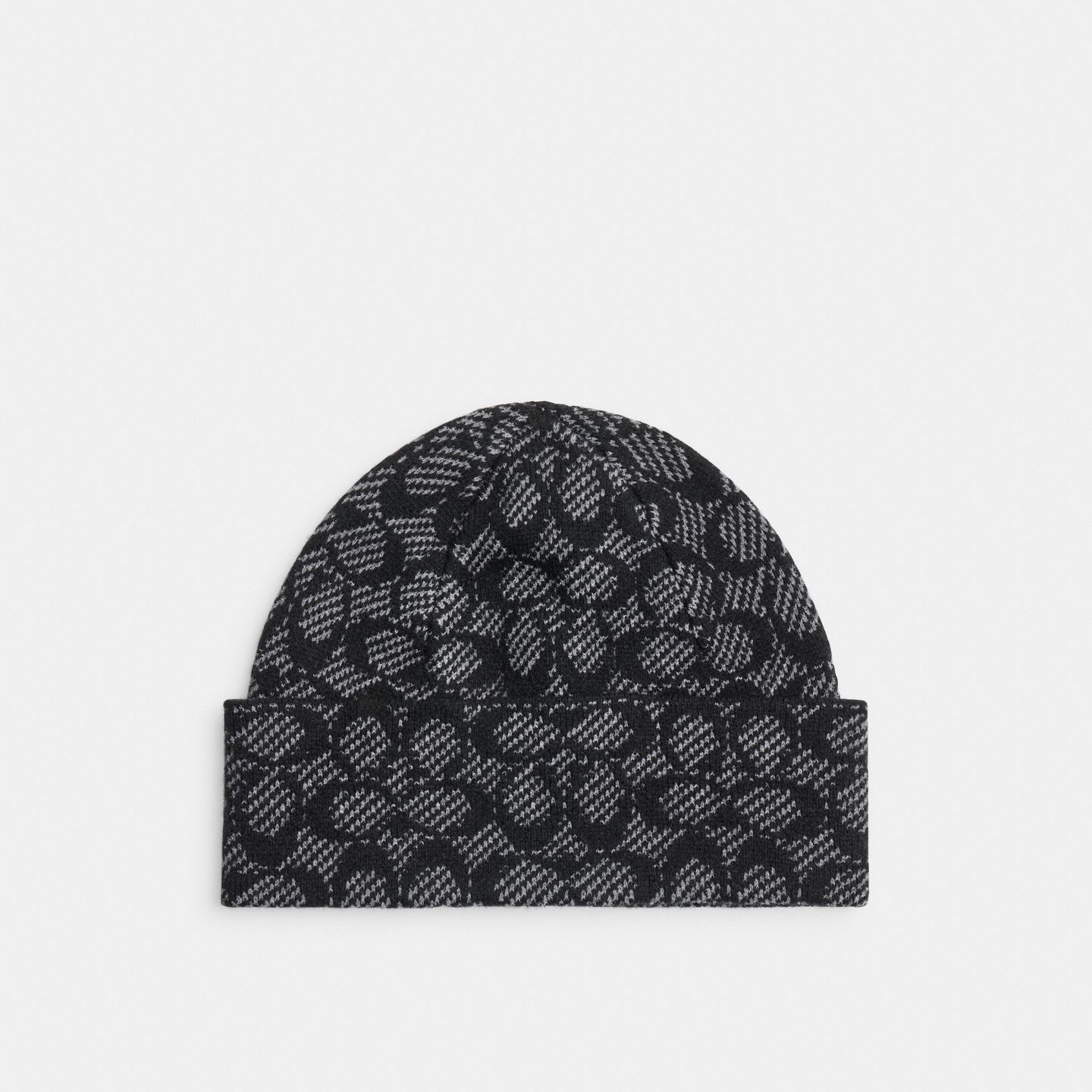 Женская шапка Coach Signature Beanie, цвет: Чёрный — фото 1