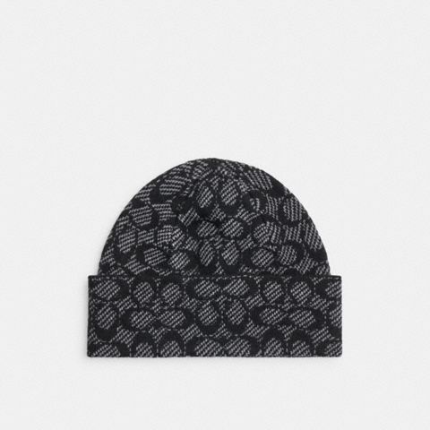 Женская шапка Coach Signature Beanie, цвет: Чёрный