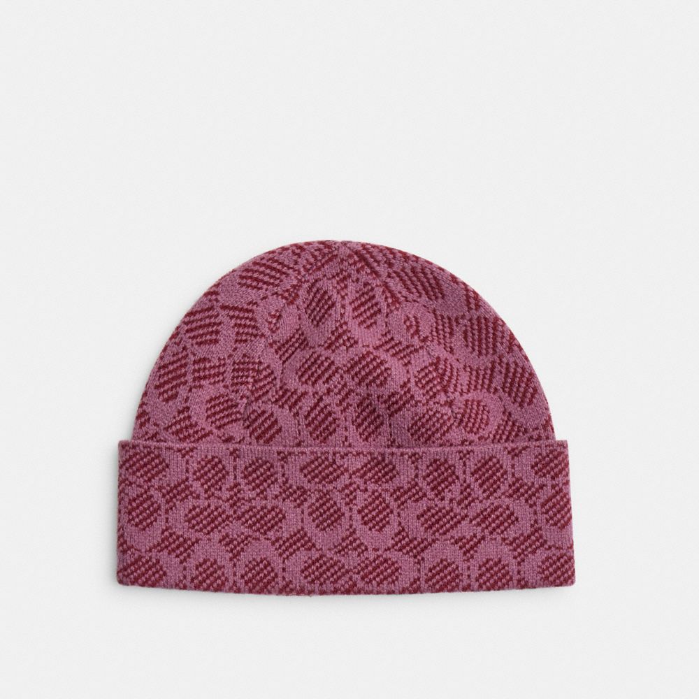 COACH®,Signature Beanie,,Front View