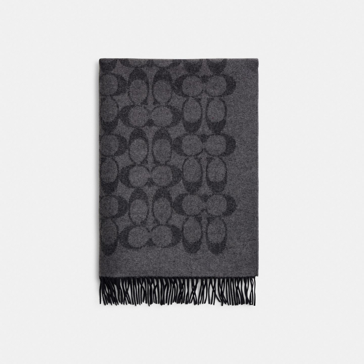 Женский шарф Coach Signature Blanket, цвет: Чёрный / Стальной серый — фото 1