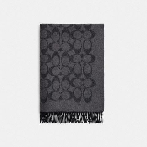 Женский шарф Coach Signature Blanket, цвет: Чёрный / Стальной серый