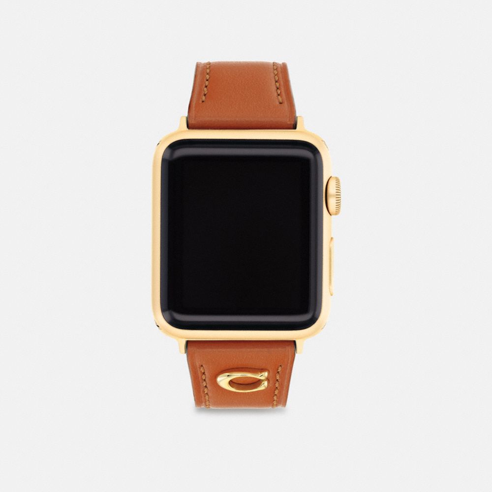 COACH®,APPLE WATCH® STRAP, 38MM, 40MM AND 41MM,Leather,Canyon,Front View image number 0