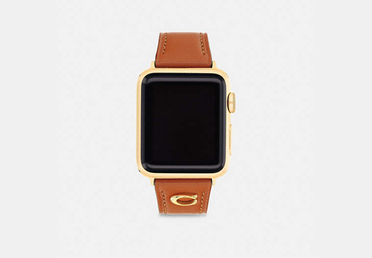 COACH®,APPLE WATCH® STRAP, 38MM, 40MM AND 41MM,Leather,Canyon,Front View
